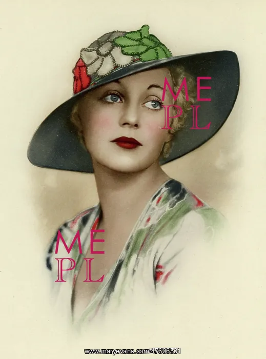 : Woman wearing a brimmed hat : Woman wearing a brimmed hat