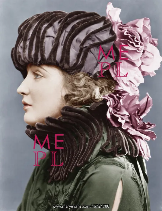 : Woman wearing elaborate hat : Woman wearing elaborate hat