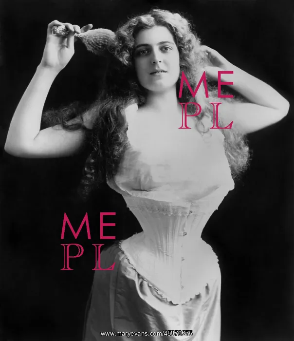 : Woman wearing a flat fronted corset, shaping : Woman wearing a flat fronted corset, shaping