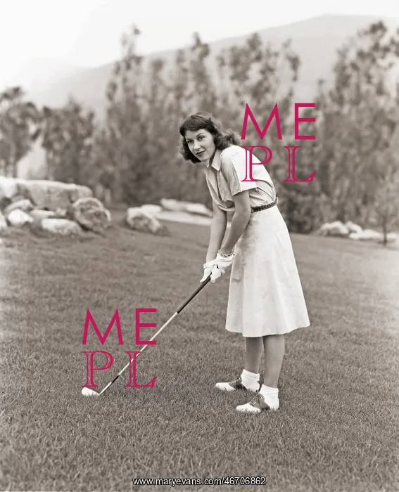 : Woman in white gloves playing golf : Woman in white gloves playing golf