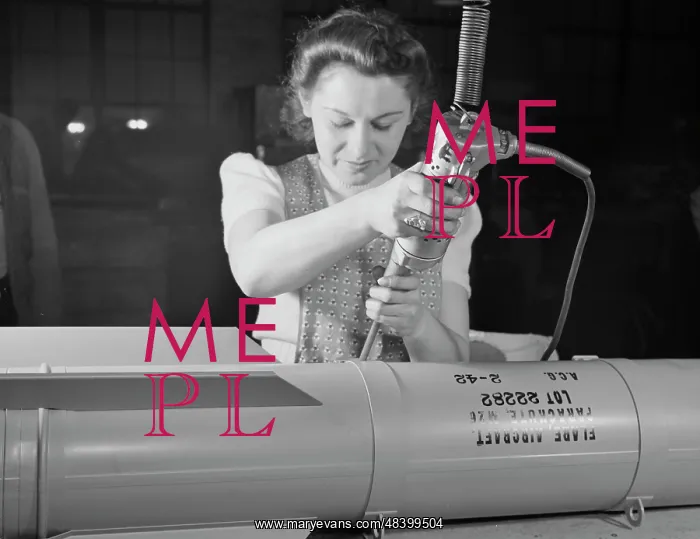 : Woman worker assembling flare casings at a factory, 1942 : Woman worker assembling flare casings at a factory, 1942