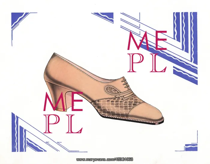 : Woman's brogue shoe design in brown leather, 1930 : Woman's brogue shoe design in brown leather, 1930