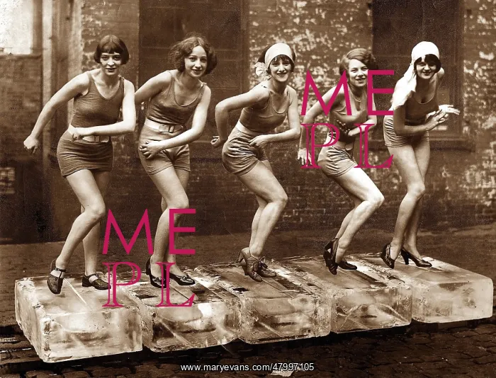 : Women dancing the Charleston at a show : Women dancing the Charleston at a show