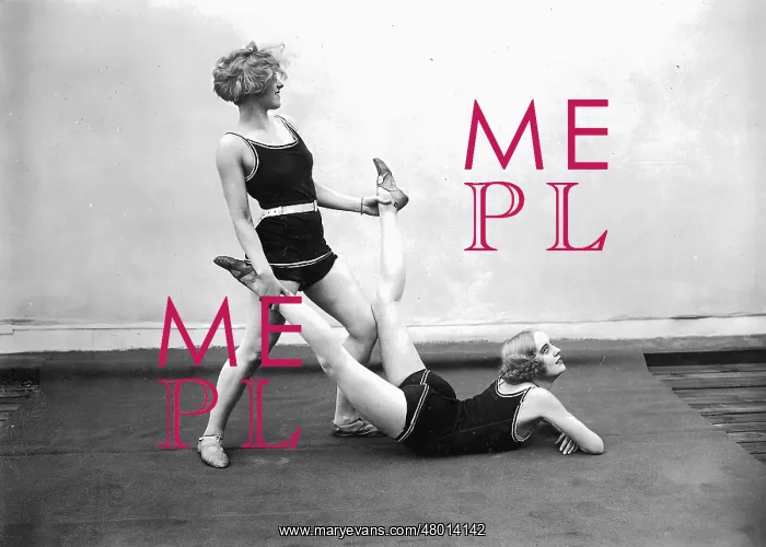 : Two women doing gymnastics, 1926 : Two women doing gymnastics, 1926