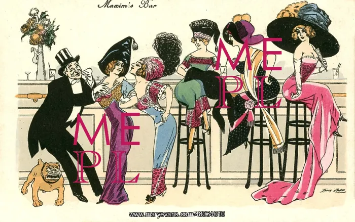: Women drinking in Maxim's bar, Paris : Women drinking in Maxim's bar, Paris