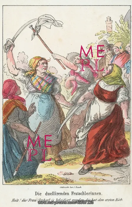 : Two women fight each fruit : Two women fight each fruit