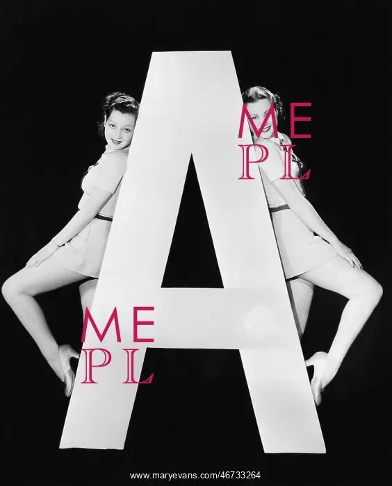 : Two women with huge letter A : Two women with huge letter A
