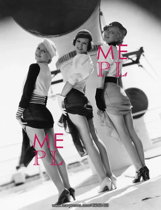 : Three women looking over their shoulders and showing : Three women looking over their shoulders and showing