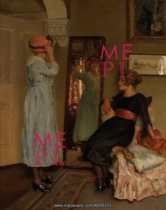 : Two women, mirror and hat, 1920s : Two women, mirror and hat, 1920s