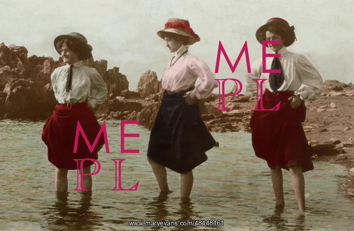 : Three women go paddling at the seaside : Three women go paddling at the seaside