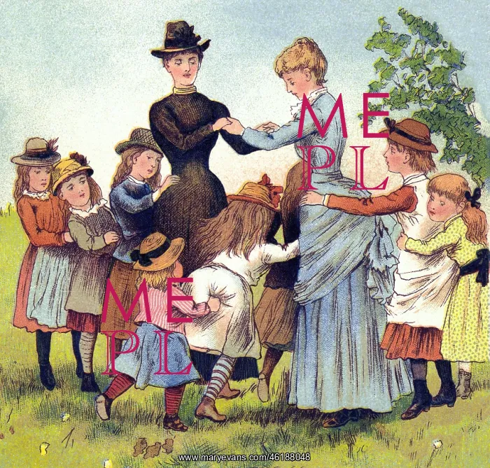 : two women with playing children, ilustration : two women with playing children, ilustration