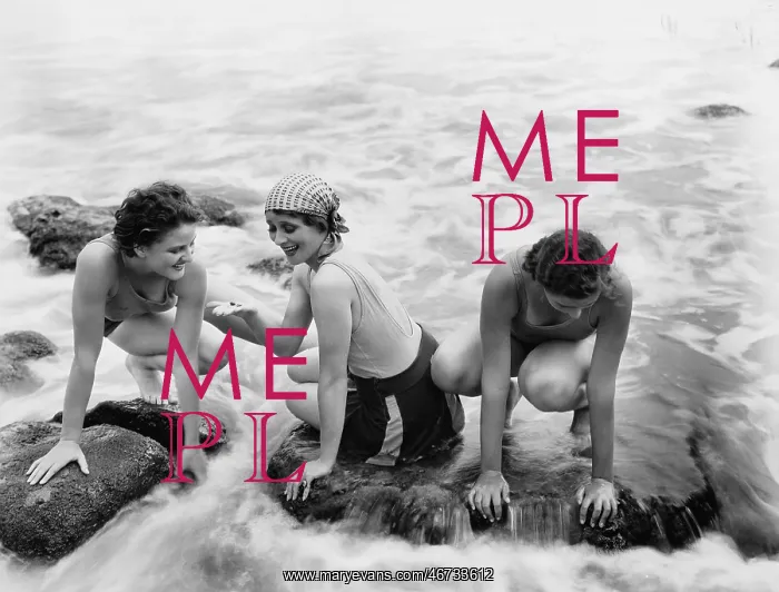 : Three women playing in water on the beach : Three women playing in water on the beach