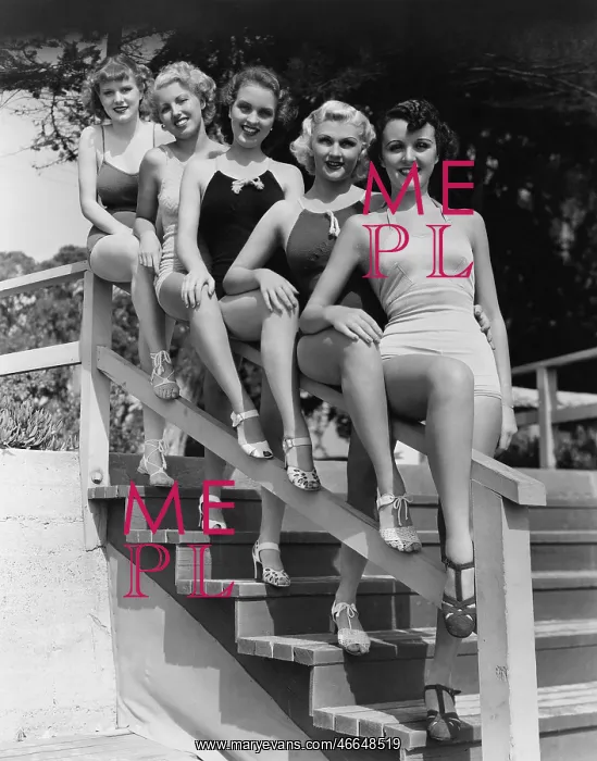 : Women posing in bathing suits : Women posing in bathing suits