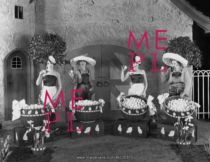  : Women posing with huge baskets of eggs