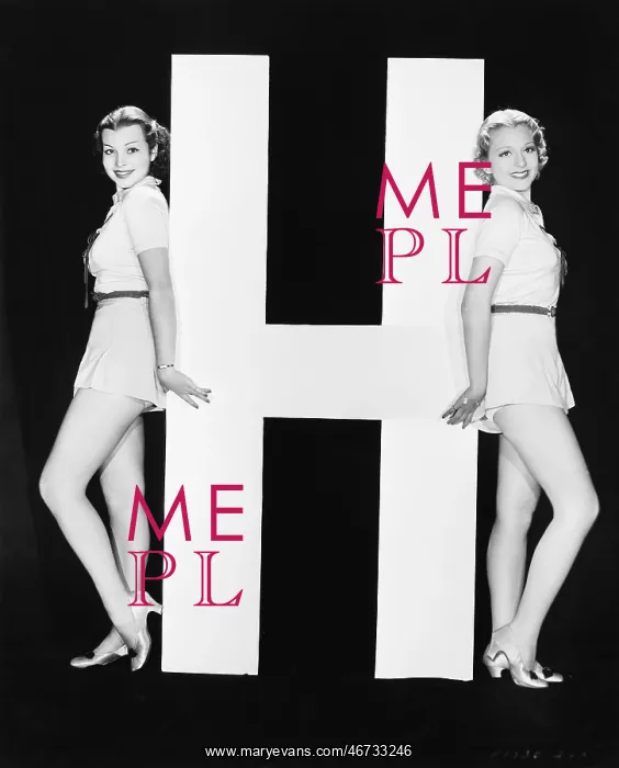 : Women posing with huge letter H : Women posing with huge letter H