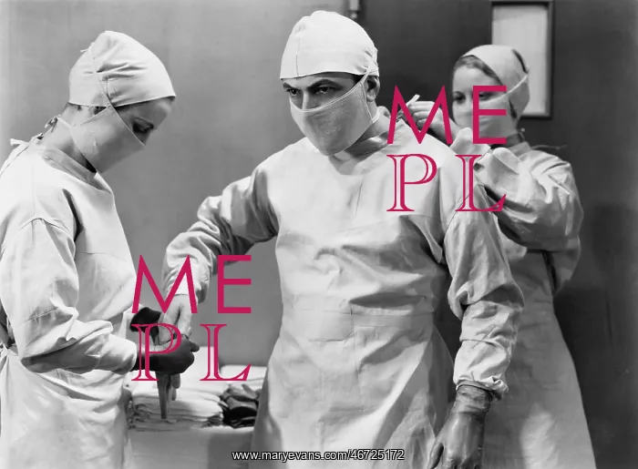 : Women preparing doctor for surgery : Women preparing doctor for surgery