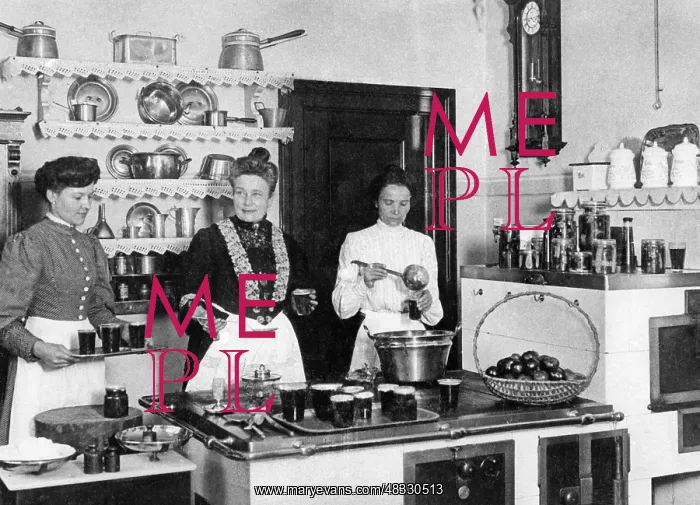 : Women preserving fruit, around 1900 : Women preserving fruit, around 1900
