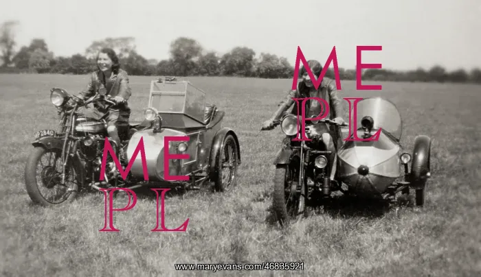 : Two women riding motorcycle combinations : Two women riding motorcycle combinations