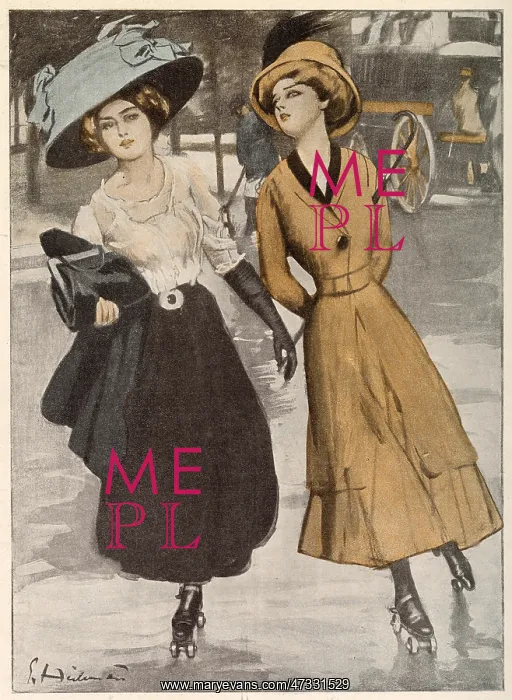 : Women roller skating 1910 : Women roller skating 1910