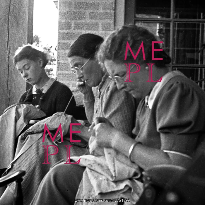 : Three women sewing : Three women sewing