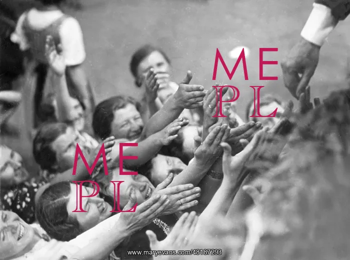 : Women stretch their hands towards Adolf Hitler, 1938 : Women stretch their hands towards Adolf Hitler, 1938
