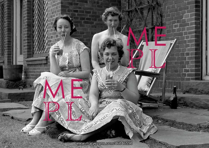 : Three women in summer dresses : Three women in summer dresses