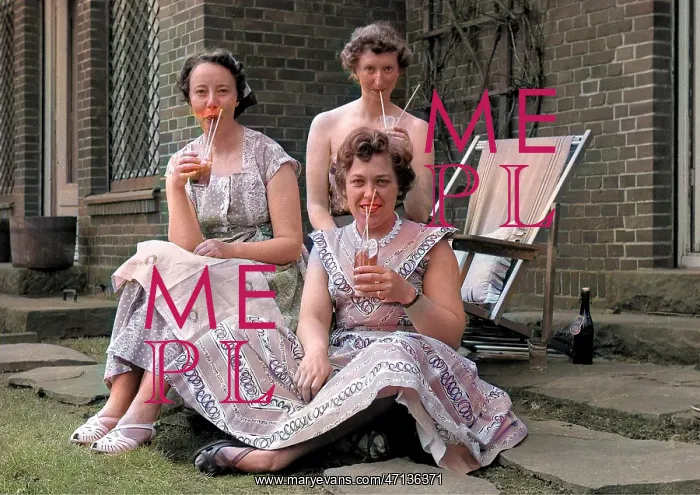 : Three women in summer dresses : Three women in summer dresses