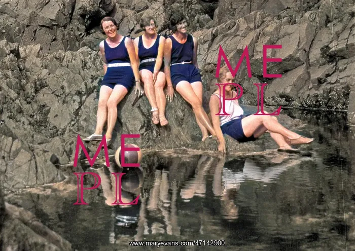 : Four women in swimsuits : Four women in swimsuits