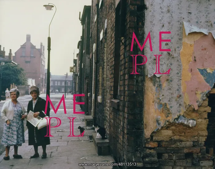 : Two women in a terraced street : Two women in a terraced street