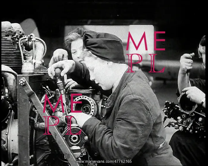 : Women Working on an Aeroplane Engine : Women Working on an Aeroplane Engine