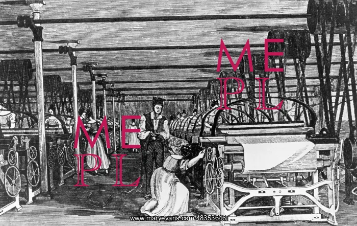 : Women working on looms, around 1800 : Women working on looms, around 1800