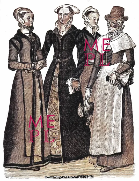 : Women's costume c. 1600 : Women's costume c. 1600