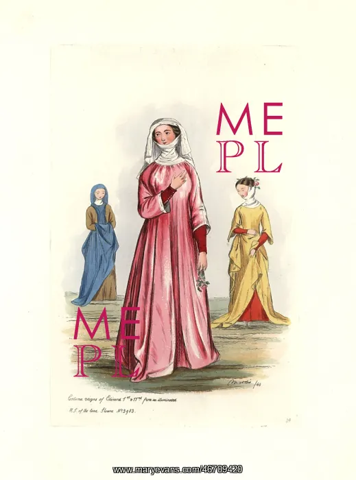 : Women's costume from the reigns of Edward I : Women's costume from the reigns of Edward I