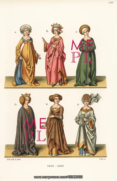 : Women's costumes of the mid 15th century : Women's costumes of the mid 15th century