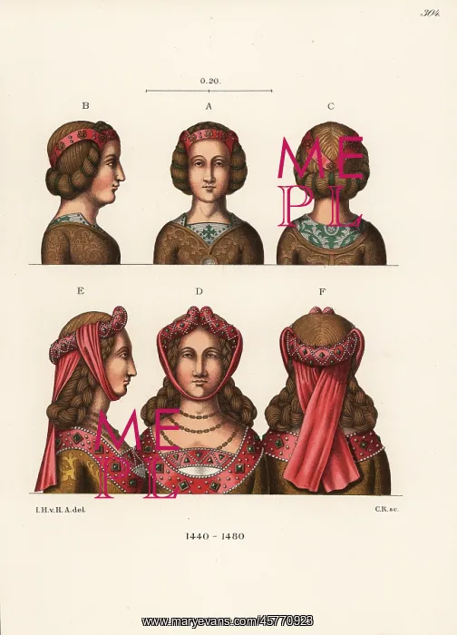 : Women's headdresses from the mid-15th century : Women's headdresses from the mid-15th century
