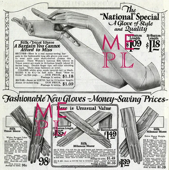 : Women's long gloves 1924 : Women's long gloves 1924