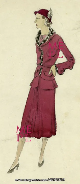 : Women's raspberry suit 1930s : Women's raspberry suit 1930s