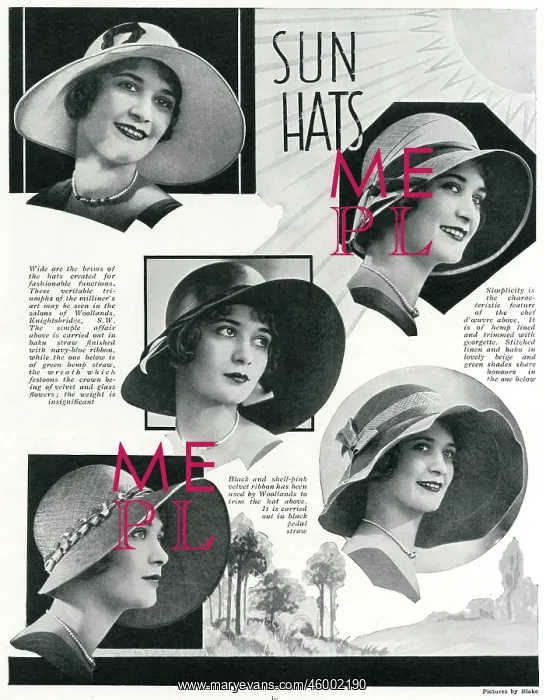 : Women's sun hats for the spring 1930 : Women's sun hats for the spring 1930