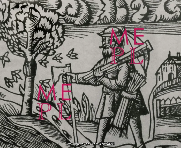 : Woodcut depicting a peasant with axe, bow and : Woodcut depicting a peasant with axe, bow and