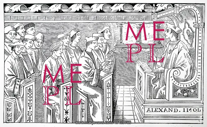  : Woodcut engraving depicting a classroom
