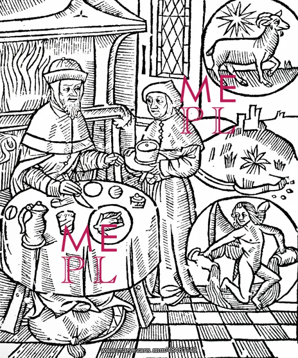 : A woodcut engraving depicting a servant bringing : A woodcut engraving depicting a servant bringing