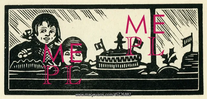 : Woodcut print in Come Christmas : Woodcut print in Come Christmas