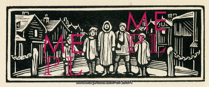 : Woodcut print in Come Christmas : Woodcut print in Come Christmas