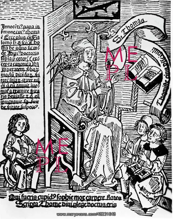 : Woodcut of Thomas Aquinas, circa 1500 : Woodcut of Thomas Aquinas, circa 1500