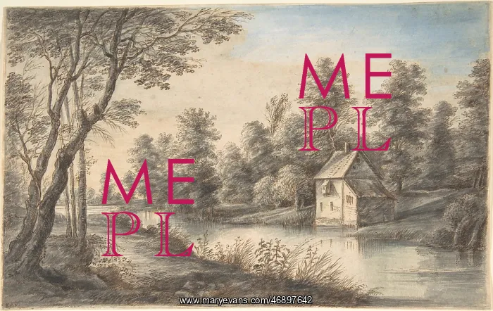 : Wooded Landscape with a House beside a River : Wooded Landscape with a House beside a River