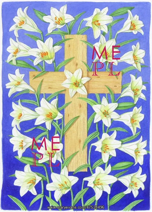 : Wooden Cross and Lilies : Wooden Cross and Lilies
