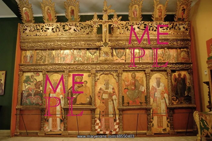  : Wooden iconostasis with St. Demetrius, Pope Clement, Virgin