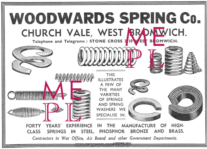 : Woodwards Spring & Washer Co - Church Vale : Woodwards Spring & Washer Co - Church Vale