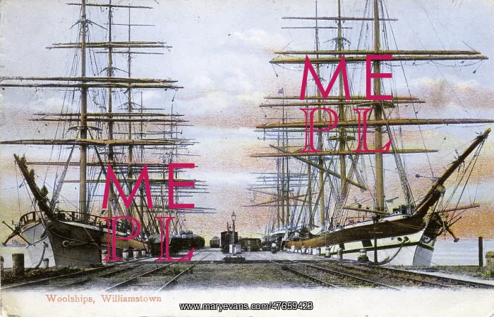 : Wool ships at Williamstown, Melbourne, Australia : Wool ships at Williamstown, Melbourne, Australia