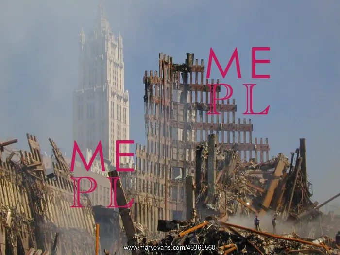 : Woolworth Building rises behind the rubble of the : Woolworth Building rises behind the rubble of the